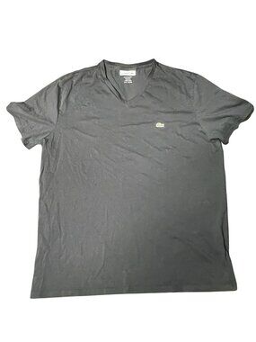 Lacoste Mens Black V-Neck T-Shirt XL 100% Pima Cotton Regular Fit